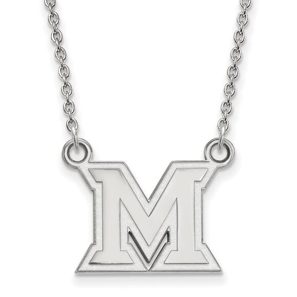 Sterling Silver Miami U Small Initial M Pendant Necklace - Picture 1 of 4